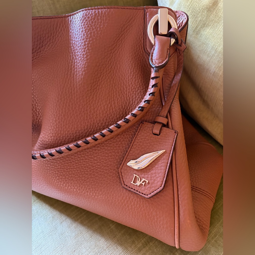 DVF Diane von Furstenberg Brown Leather Shoulder Bag Tote - Picture 5 of 8